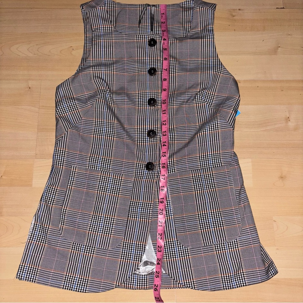 Anthropologie Plaid Mod Vest Small Gray Academia Preppy Collegiate Library Core - Picture 7 of 12